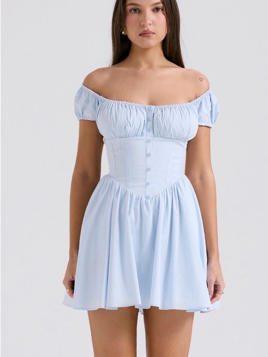 House of CB Dresses & Skirts - House of CB Powder Blue Off-Shoulder Corset Mini Dress